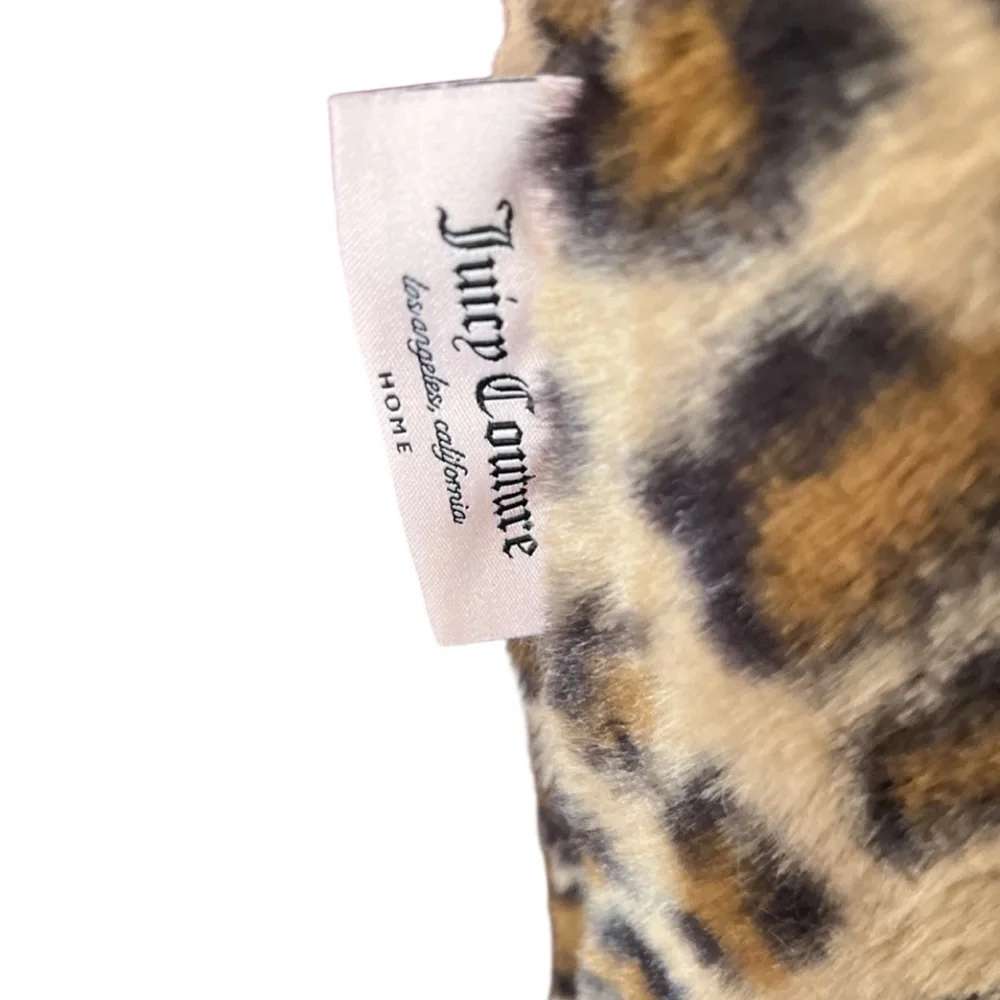 Juicy Couture Plush Faux Fur Heart Leopard/Cheetah Throw Pillow
